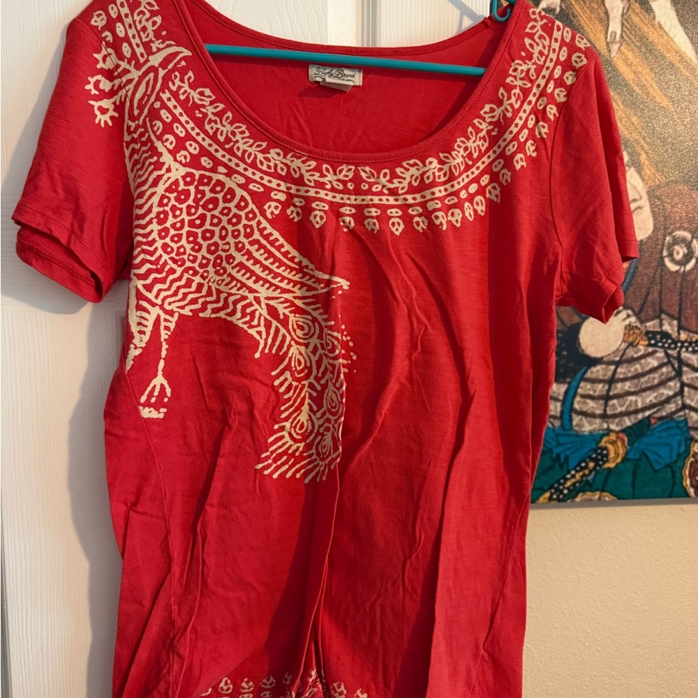 Lucky Brand Red Graphic Short Sleeve Tee